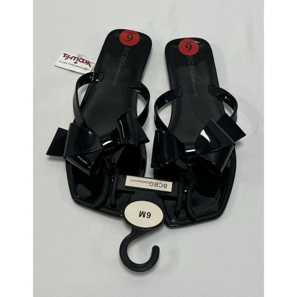 BCBGeneration Black Rubber Slip On Slides Bow 6 Classy/Cute/Comfy 🤍 - Picture 3 of 4